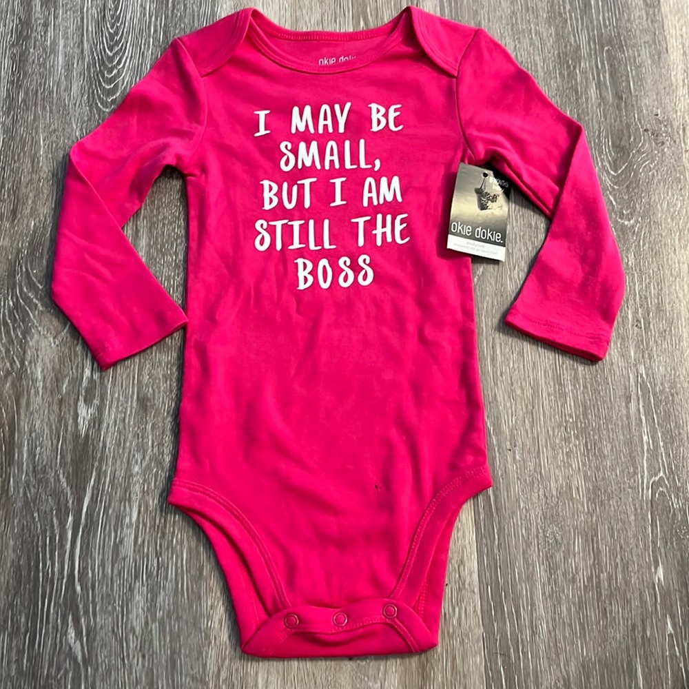 NWT OkieDokie Baby Girl size 18mo Hot Pink Graphic T Onsie